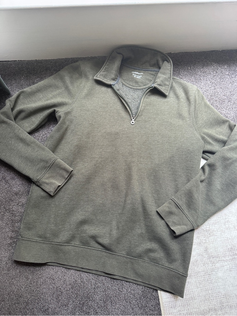 Croft & Barrow Men's M Fleece 1/4 Zip Mock Neck Pullover Sweatshirt Green